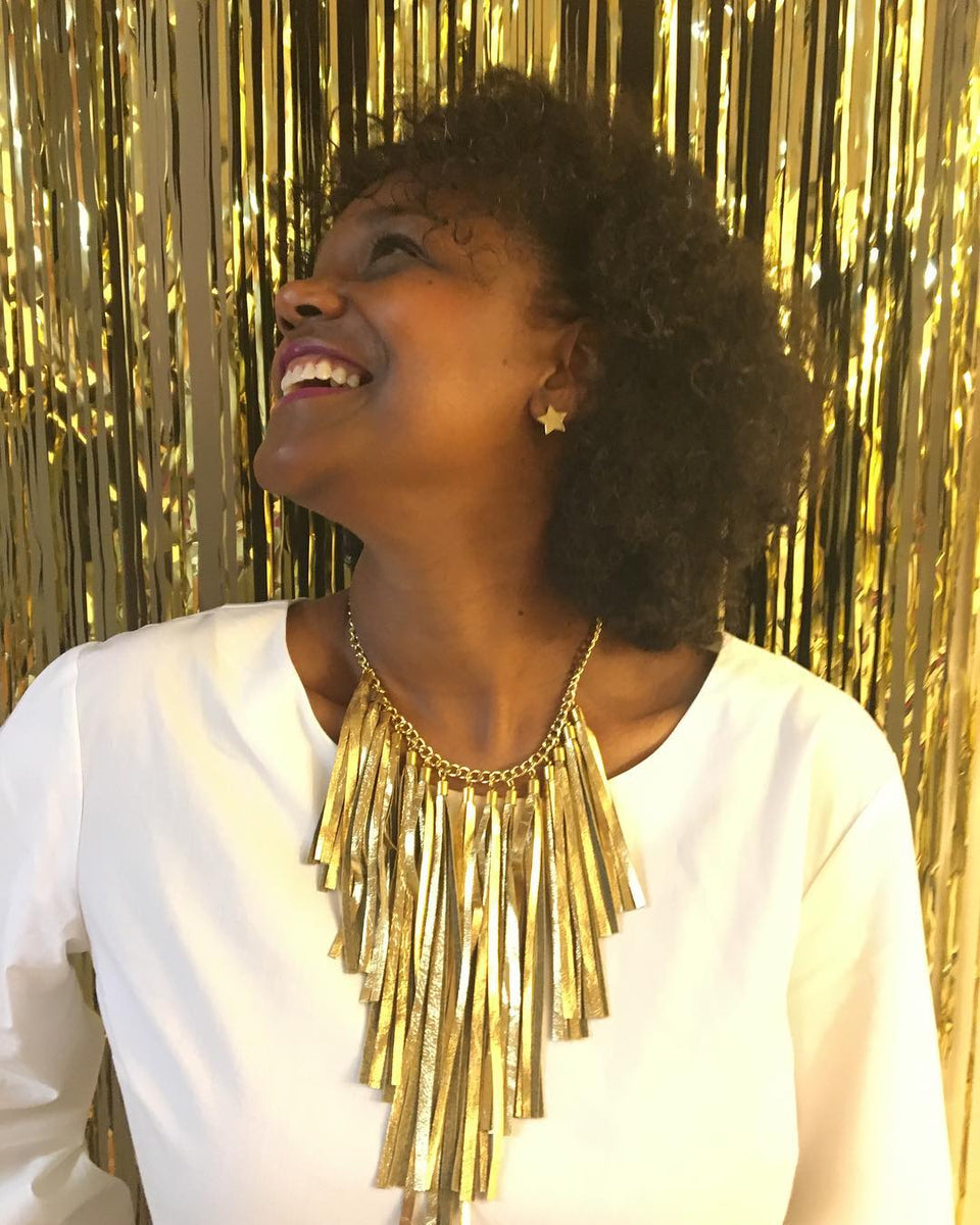 Metallic Gold Leather Tassel Necklace – ChiGirlz1 Metallic Gold Leather Tassel Necklace – ChiGirlz1