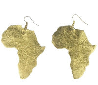 2.5" Upcycled Gold Leather Africa Earrings