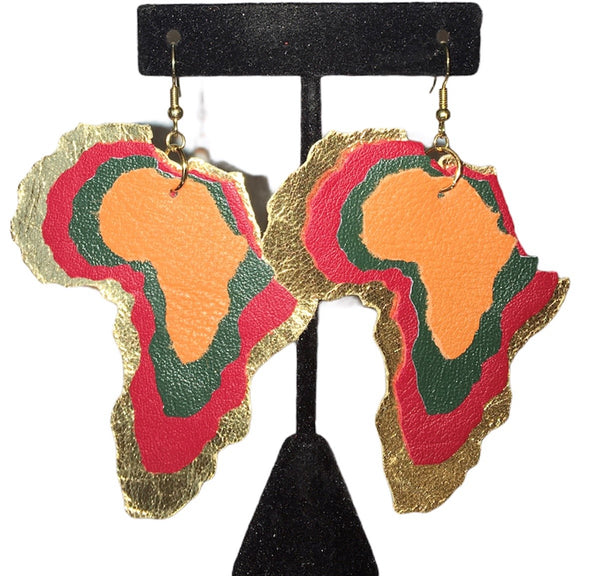 3" Upcycled Layered Africa Earrings