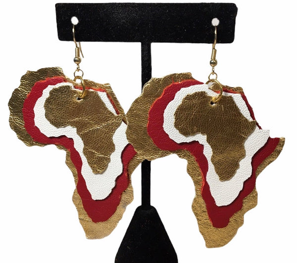 3" Upcycled Layered Africa Earrings