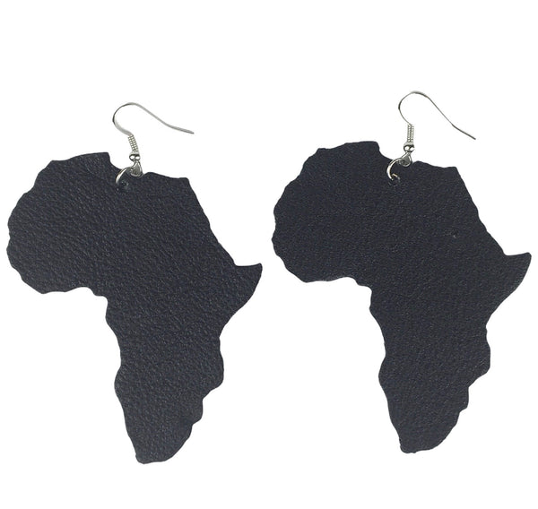 Black Leather Africa Earrings